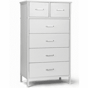 Richya Dresser Chest of 6 Drawers Adult for Bedroom, Storage Cabinet with Steel Frame,White